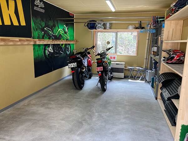 Motorcycle and bicycle parking with roof