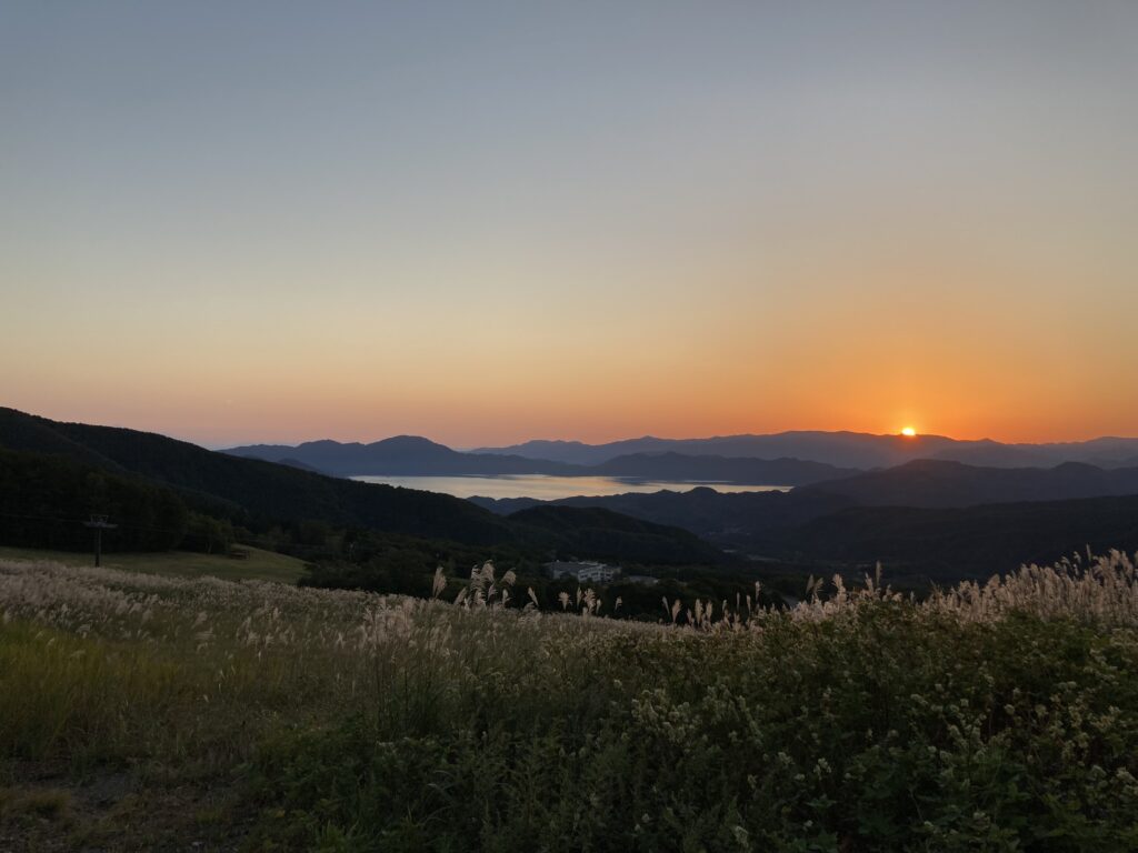 たざわ湖スキー場からの夕焼け